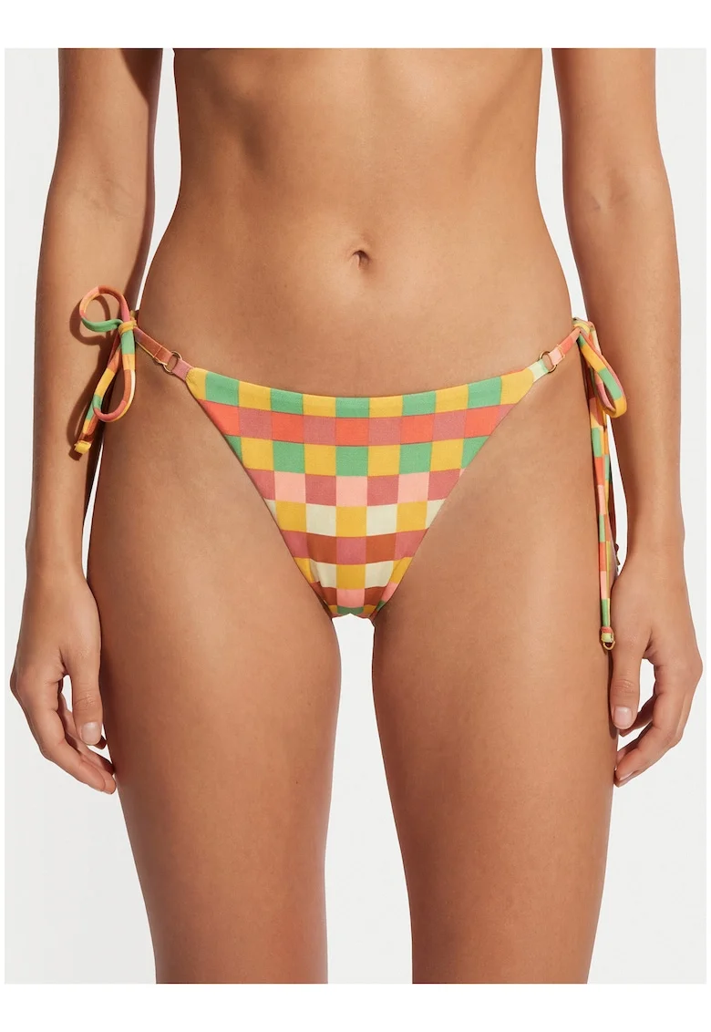 Slip de bikini pentru femei,  multicolor, croiala braziliana, reversibil, poliester/elastan