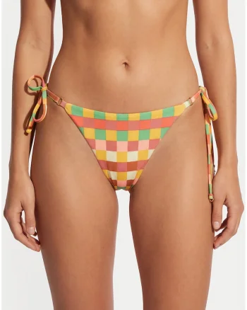 Slip de bikini pentru femei,  multicolor, croiala braziliana, reversibil, poliester/elastan