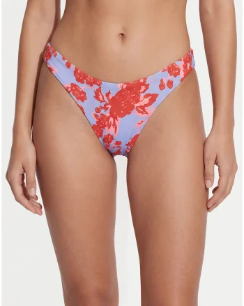 Slip de bikini pentru femei,  floral, reversibil, violet, material sintetic reciclat