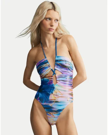 Costum de baie dama,  multicolor, material sintetic, slip clasic