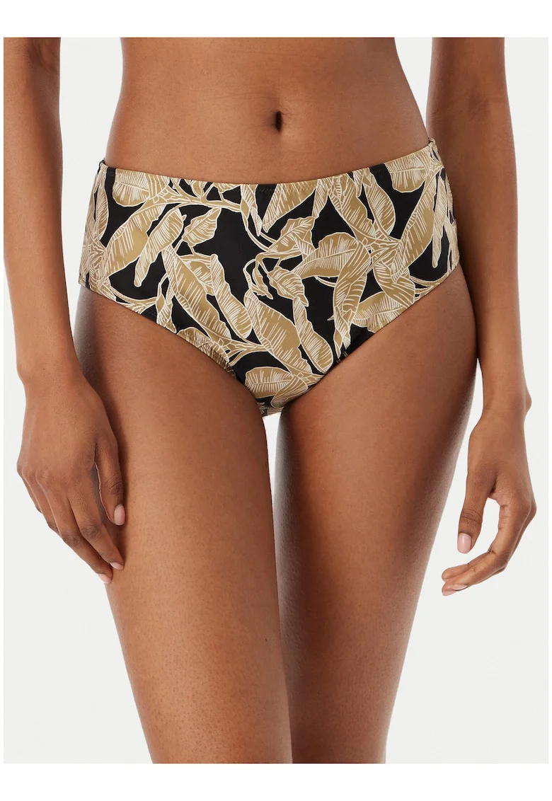 Slip de bikini dama,  negru-verde, croiala clasica, material sintetic