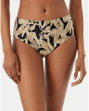 Slip de bikini dama,  negru-verde, croiala clasica, material sintetic