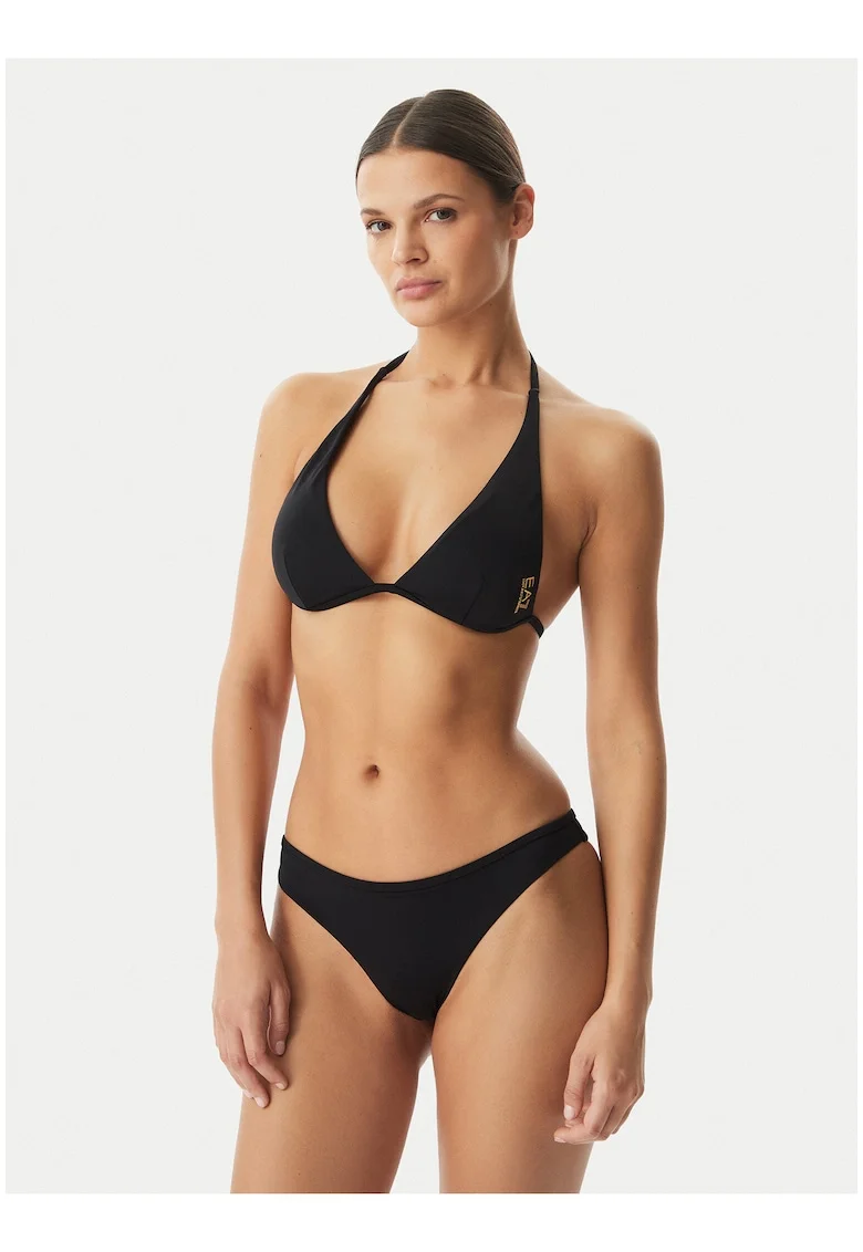 Costum de baie bikini pentru femei,  Emporio Armani, negru, material elastic, slip brazilian