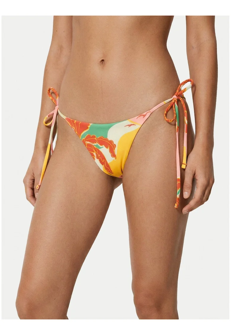 Slip de bikini pentru femei,  multicolor, material sintetic, design reversibil