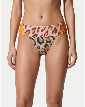 Slip de bikini pentru femei,  multicolor, animal print, material sintetic
