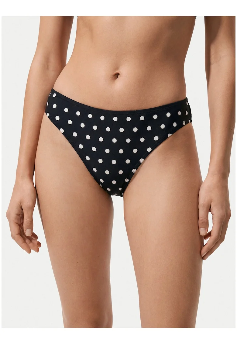 Slip de bikini Dama,  buline, negru, nylon/elastan