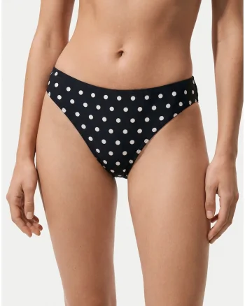 Slip de bikini Dama,  buline, negru, nylon/elastan
