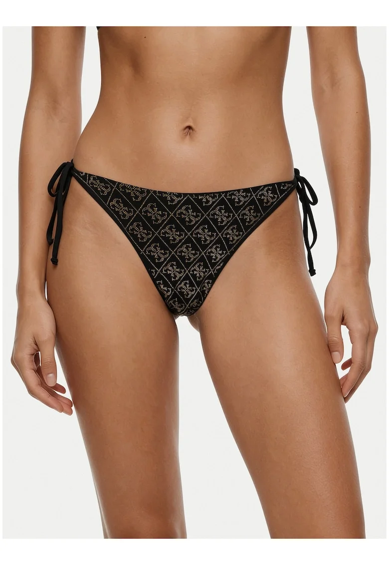 Slip de bikini,  negru, croiala clasica, material elastic, set