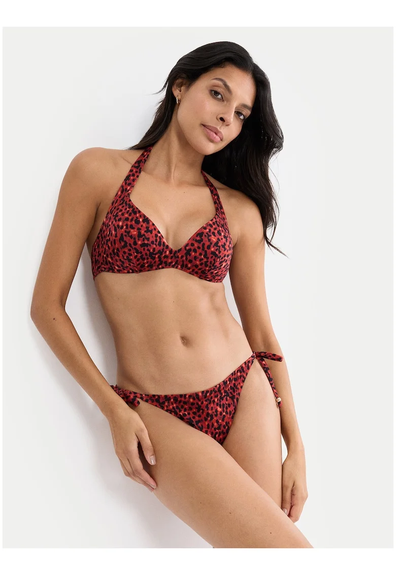 Slip de bikini dama,  animal print, maro, multicolor, material sintetic,