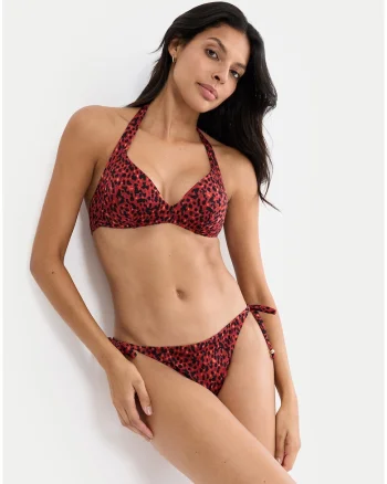 Slip de bikini dama,  animal print, maro, multicolor, material sintetic,
