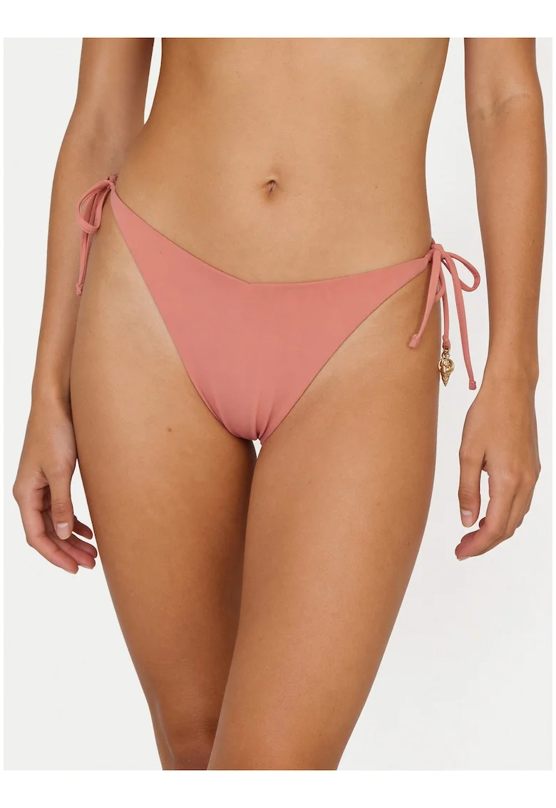 Slip de baie Dama,  portocaliu-roz, material elastic, colectia Beachwear