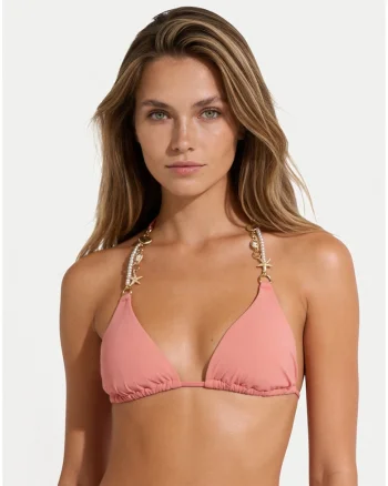 Sutien de bikini Dama,  portocaliu-roz, material elastic, fara armatura
