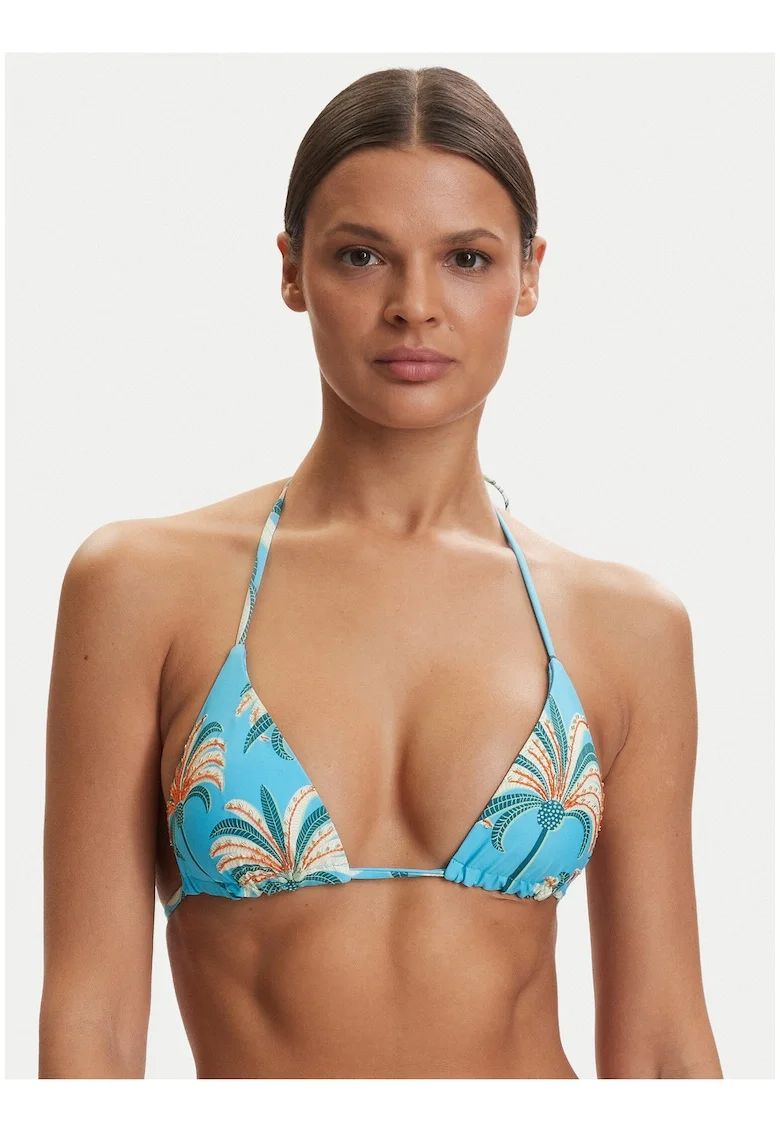 Sutien de bikini pentru femei,  turcoaz, cu cupe detasabile, material elastic din poliester reciclat