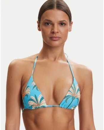 Sutien de bikini pentru femei,  turcoaz, cu cupe detasabile, material elastic din poliester reciclat