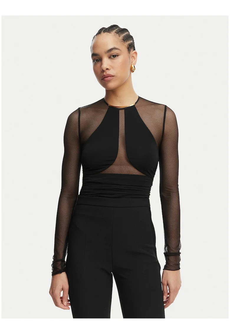 Body dama,  negru, maneca lunga, poliamida-elastan