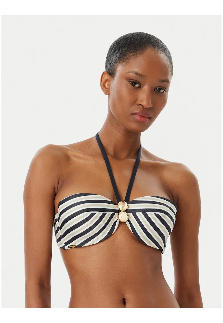 Costum de baie dama,  sutien bikini, dungi, multicolor, material sintetic