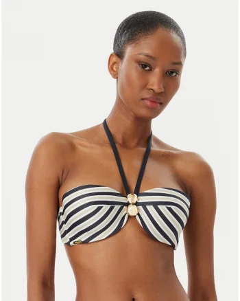 Costum de baie dama,  sutien bikini, dungi, multicolor, material sintetic