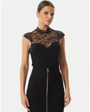 Body Dama,  Negru, floral, poliester