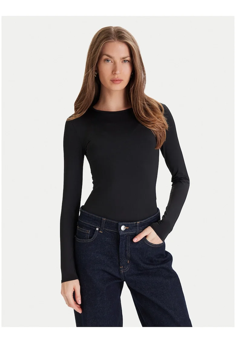 Body dama,  negru, maneca lunga, poliamida-elastan,