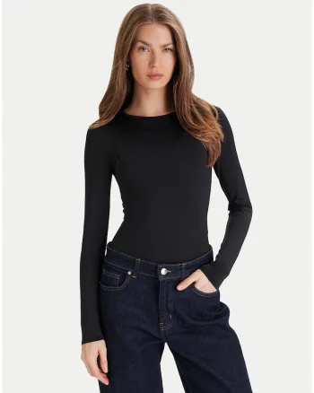 Body dama,  negru, maneca lunga, poliamida-elastan,