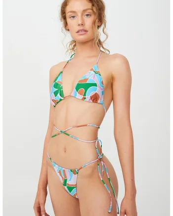 Slip brazilian cu snururi laterale, Multicolor