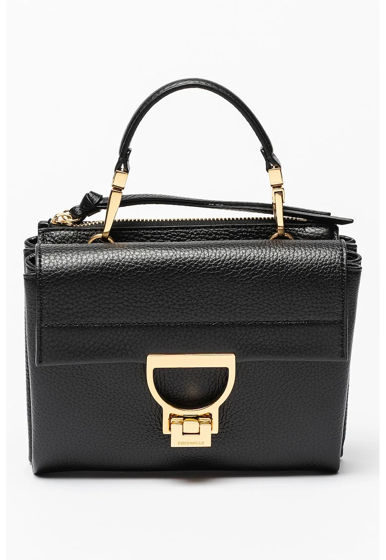 Geanta crossbody de piele cu bareta de umar Arlettis Signature, Negru