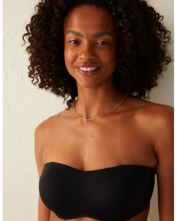 Sutien bandeau de baie cu bretele detasabile, Negru