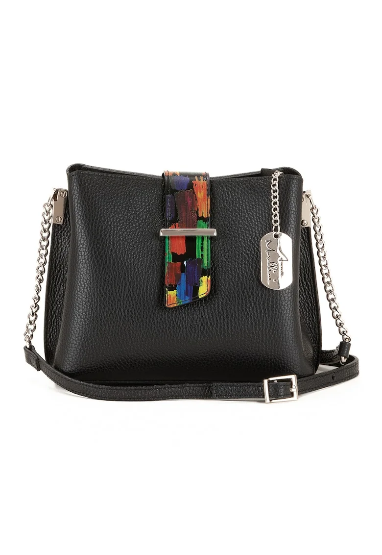 Geanta crossbody de piele cu aspect texturat Vida, Negru