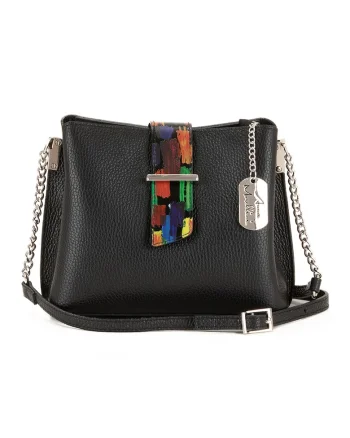 Geanta crossbody de piele cu aspect texturat Vida, Negru
