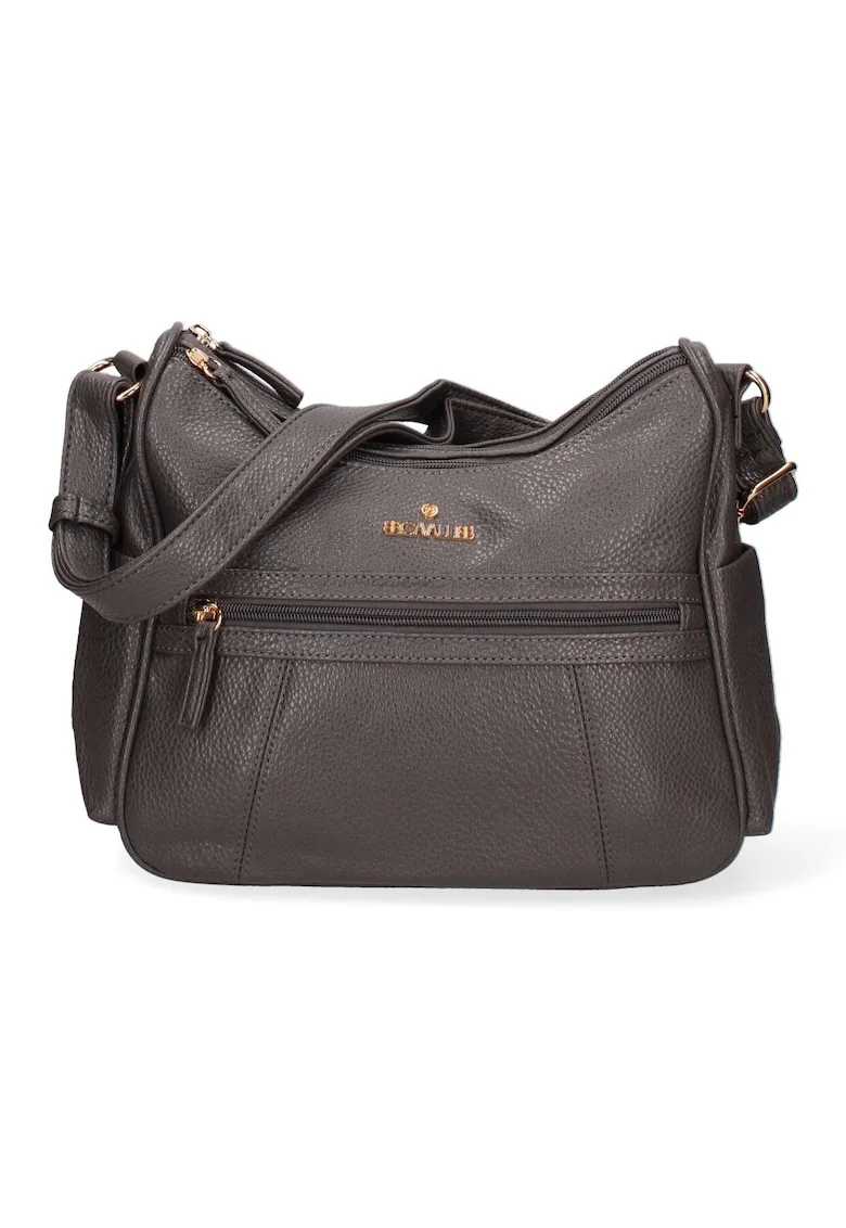 Geanta crossbody din piele ecologica cu buzunare exterioare cu fermoar Seraphina, Gri