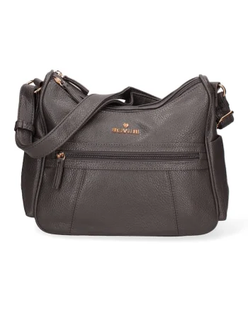 Geanta crossbody din piele ecologica cu buzunare exterioare cu fermoar Seraphina, Gri