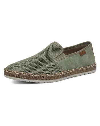 Pantofi  pentru barbati, verde, piele naturala/textil, slip-on, talpa solida,