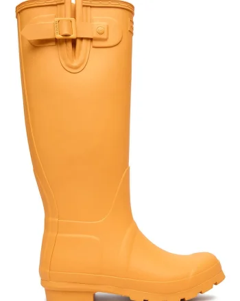Cizme dama  portocalii, cauciuc, stil de ploaie, slip on