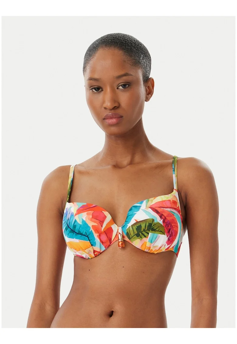 Sutien de bikini dama,  multicolor, material elastic, imprimeu grafic,