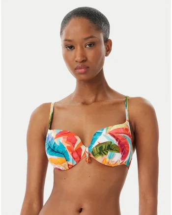 Sutien de bikini dama,  multicolor, material elastic, imprimeu grafic,