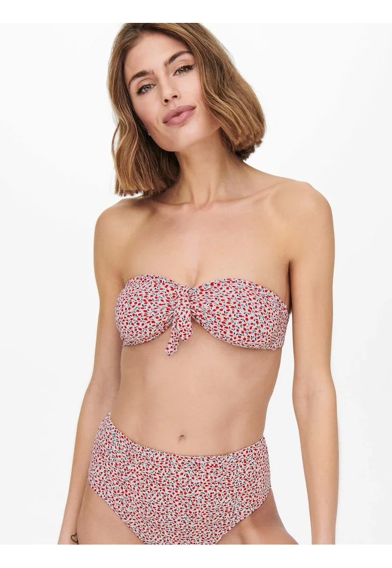 Sutien de baie fara bretele, cu model floral