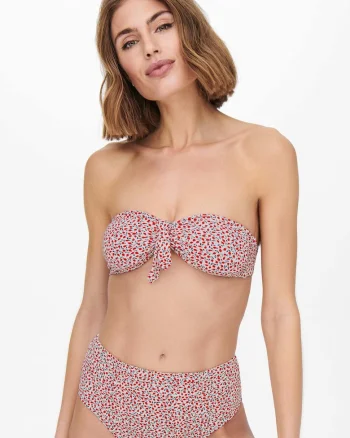 Sutien de baie fara bretele, cu model floral