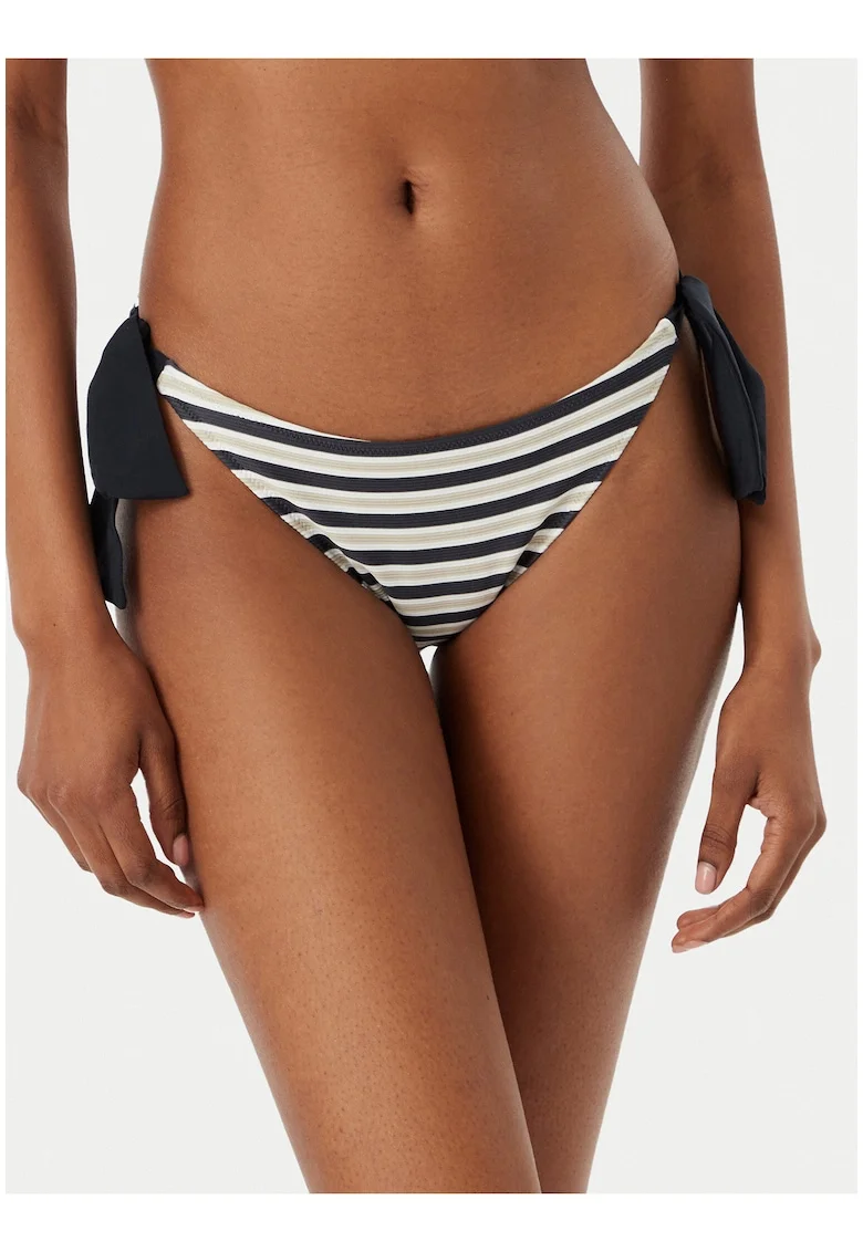 Slip de bikini pentru femei,  dungi, bej, poliamida/elastan/poliester, Alb/Bej/Albastru