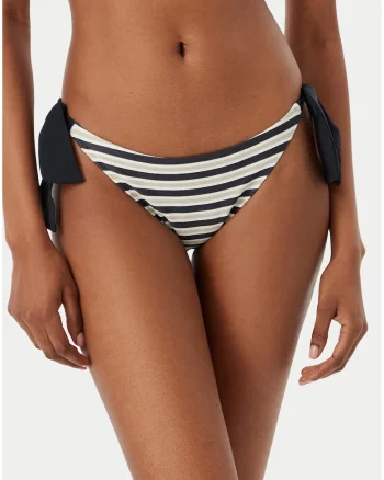 Slip de bikini pentru femei,  dungi, bej, poliamida/elastan/poliester, Alb/Bej/Albastru