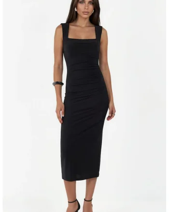 Rochie Midi  Bodycon, Elegant, Negru, 95% poliester, 5% elastan