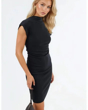 Rochie mini  bodycon, eleganta, neagra, 50% modal, 45% bumbac, 5% elastan,