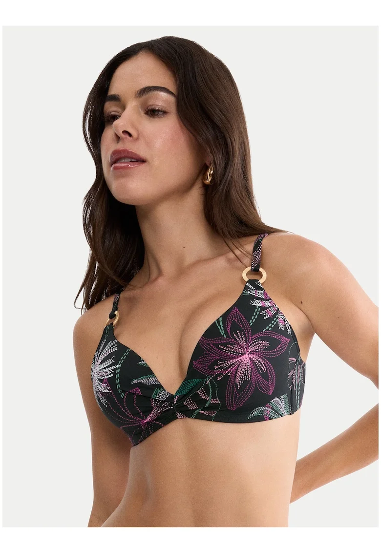 Sutien bikini  negru floral, Negru
