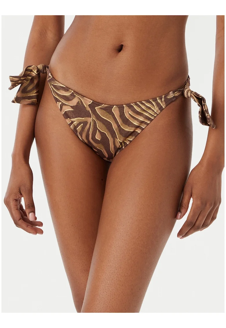 Slip de bikini dama,  animal print zebra, maro, material sintetic