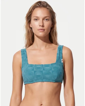 Sutien de bikini dama,  albastru, fara inchidere, poliester reciclat, Albastru