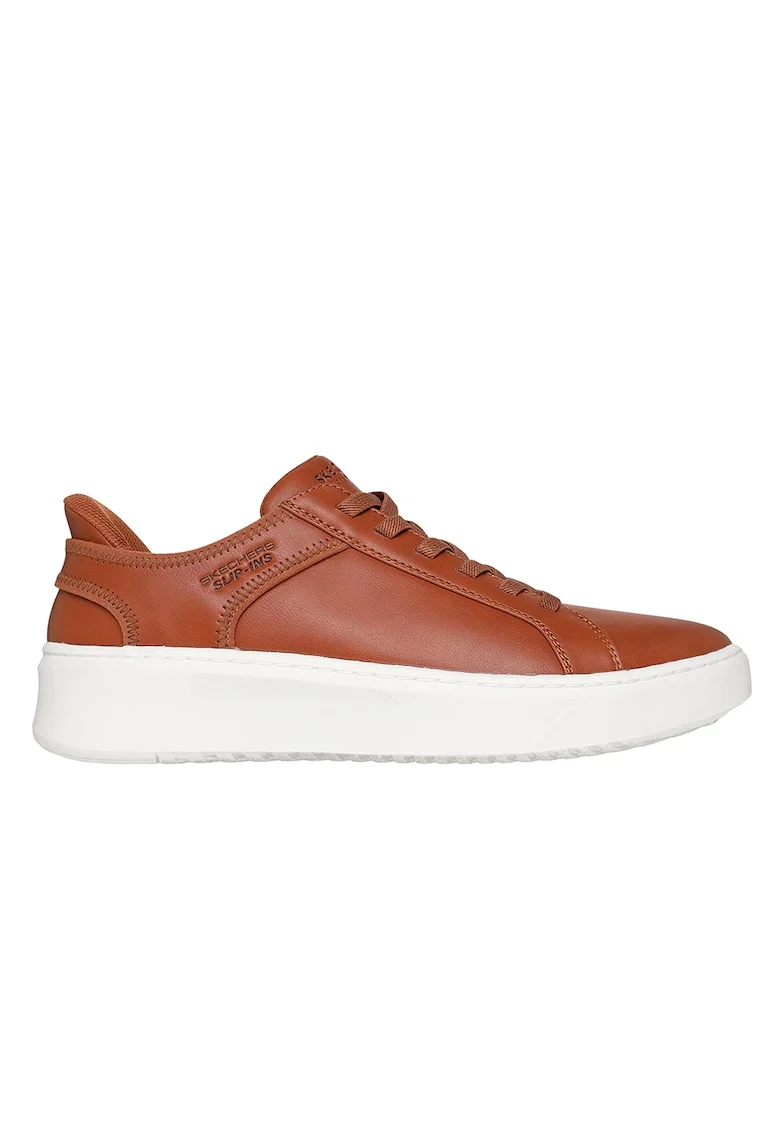 Pantofi sport din piele ecologica Court Break Slip-Ins, Maro cognac