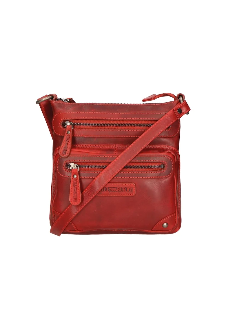 Geanta crossbody unisex de piele, Caramiziu