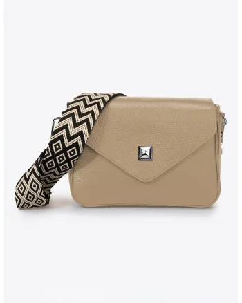 Geanta crossbody de piele, Bej deschis