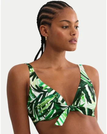Sutien de bikini pentru femei,  verde, material sintetic, imprimeu grafic