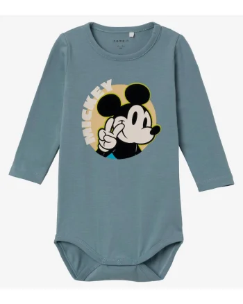 Body din bumbac organic cu print Mickey Mouse
