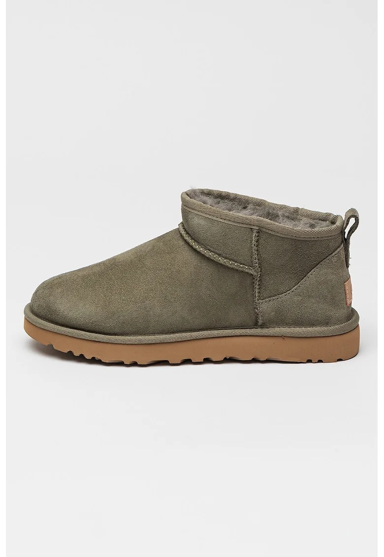 Ghete slip-on de piele intoarsa cu finisaj rezistent la apa Classic Ultra Mini, Verde feriga